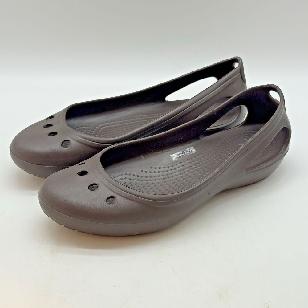 Crocs Kadee Ballet Flats Women’s 8 Brown 11215 Slip On H2O Friendly Comfort Shoe